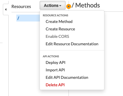 Resource Actions menu
